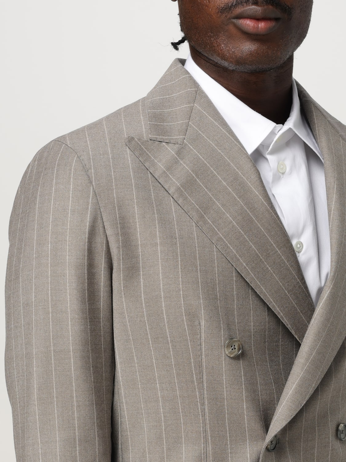 TAGLIATORE ABITO: Blazer doppiopetto Tagliatore in lana con stampa gessata , Grigio - Img 5