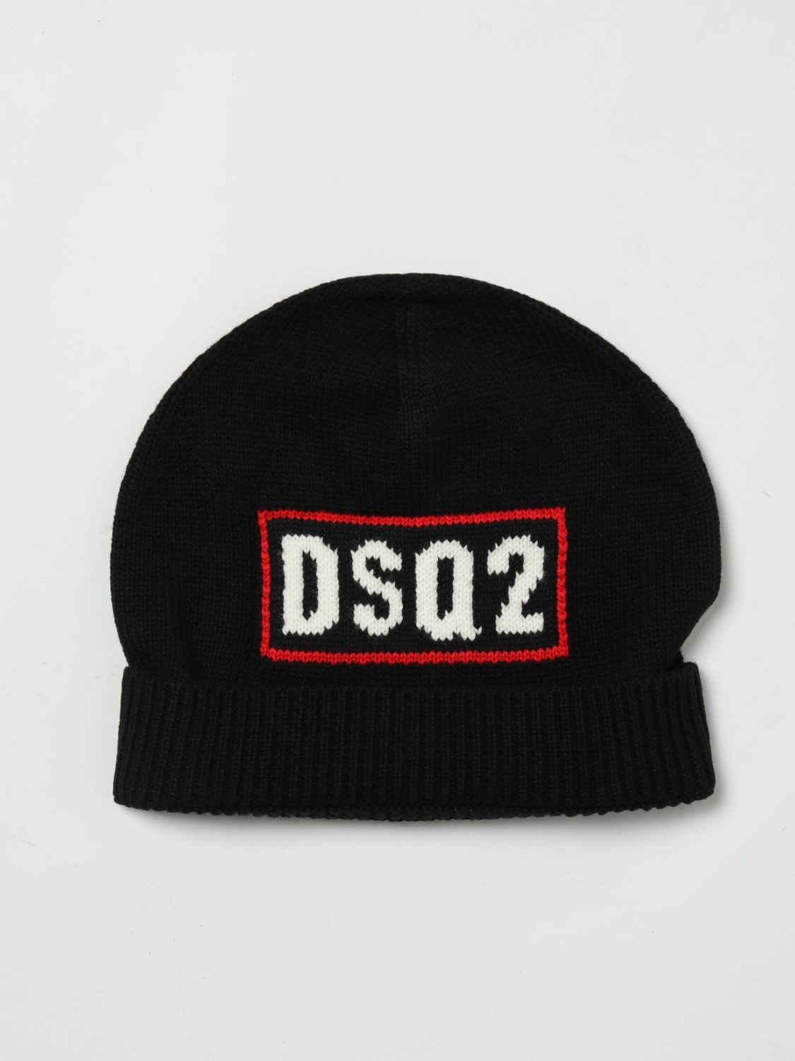 DSQUARED2 CAPPELLO: Cappello Dsquared2 in lana con logo jacquard , Nero - Img 1