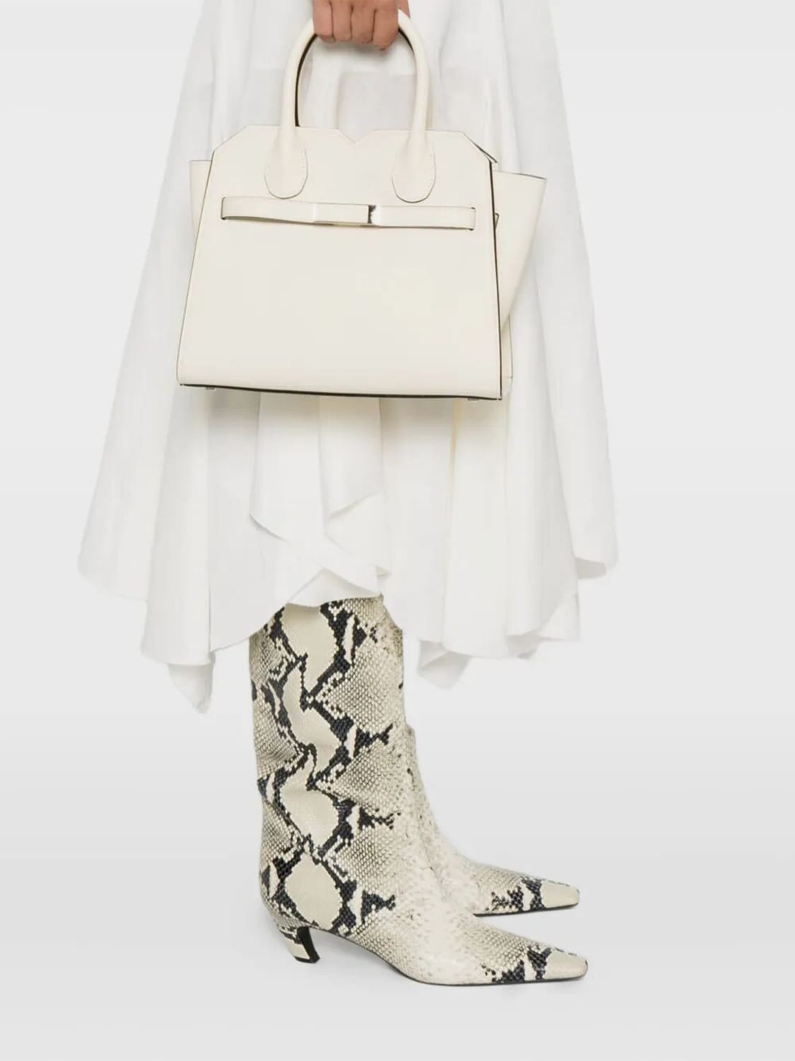 VALEXTRA BORSA A MANO: Borsa Milano Mini Valextra in pelle di vitello, Bianco - Img 2