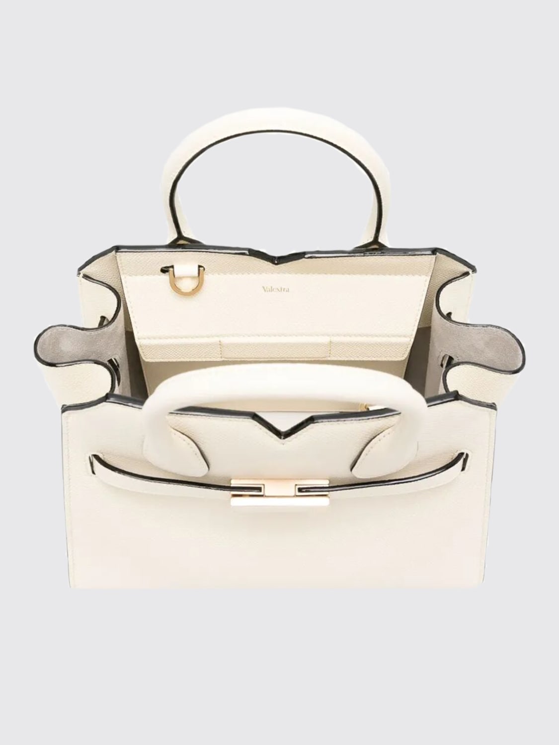 VALEXTRA BORSA A MANO: Borsa Milano Mini Valextra in pelle di vitello, Bianco - Img 4