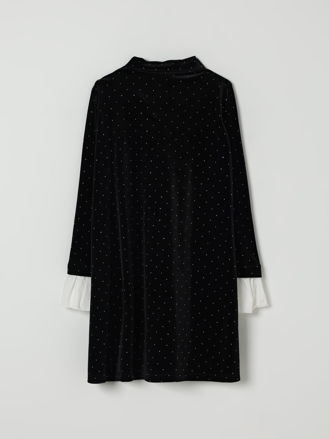 MONNALISA ABITO: Abito con fiocco e strass Monnalisa in velluto, Nero - Img 2