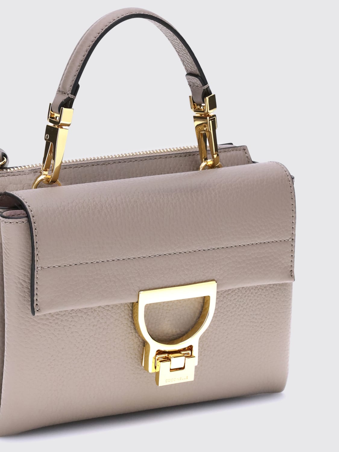 COCCINELLE BORSA MINI: Borsa Arlettis Coccinelle in pelle a grana , Grigio - Img 3