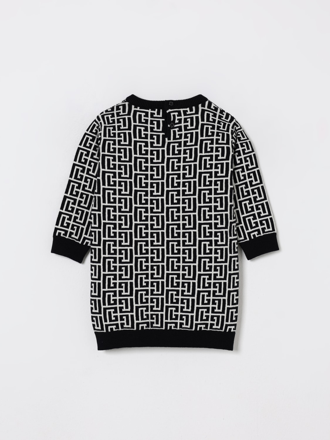 BALMAIN ABITO: Abito in cotone e lana con monogram Balmain, Avorio - Img 2