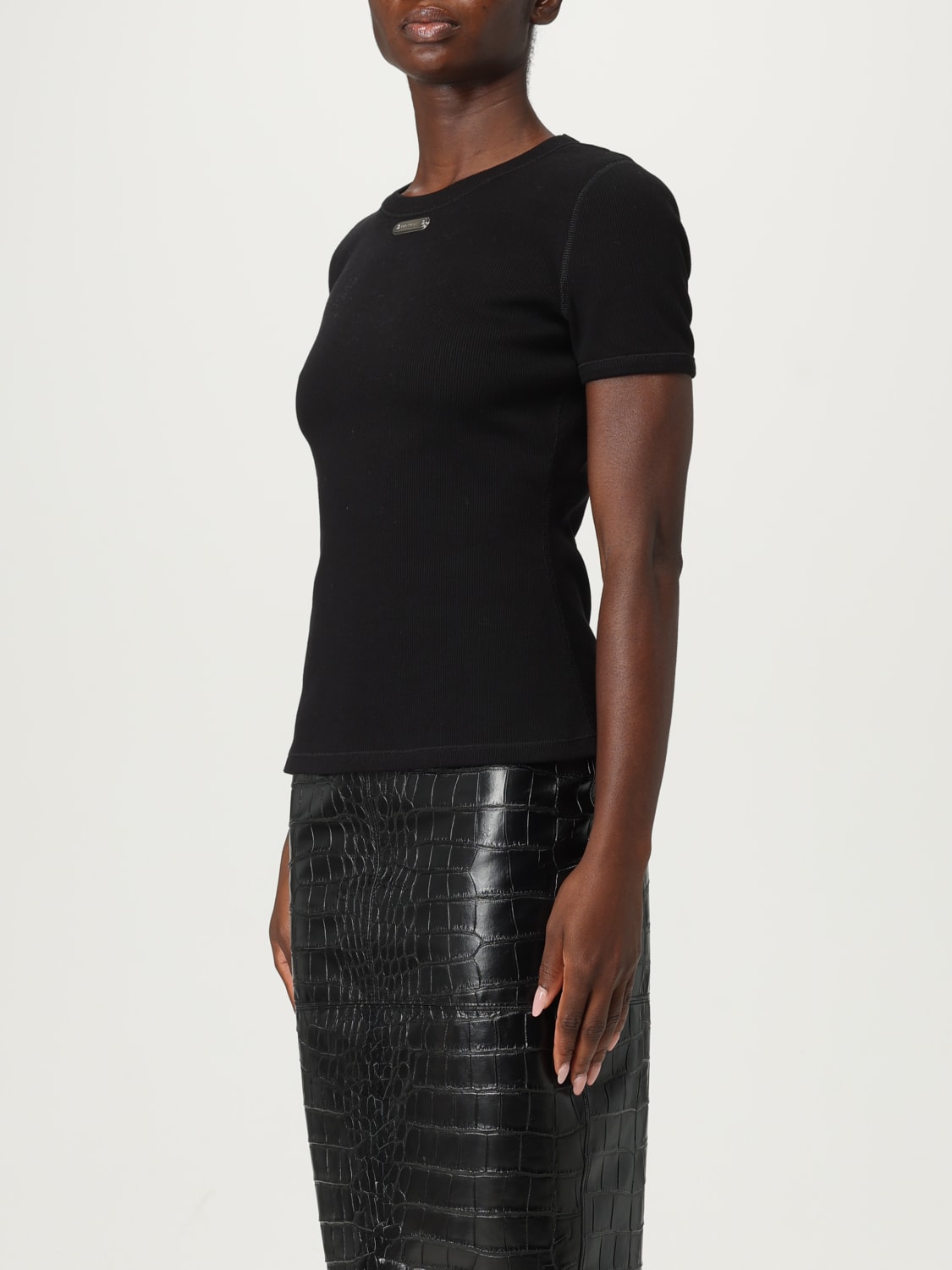 MCQUEEN T-SHIRTS: T-shirt in cotone slim McQueen con logo, Nero - Img 3