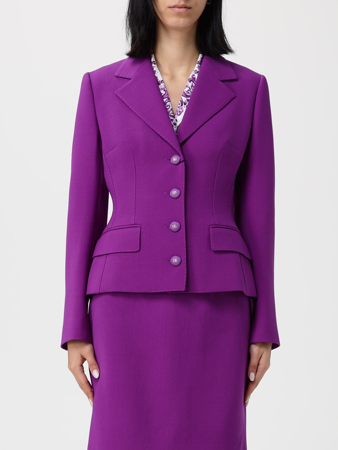 DOLCE & GABBANA GIACCA: Blazer monopetto Dolce & Gabbana in seta, Viola - Img 1