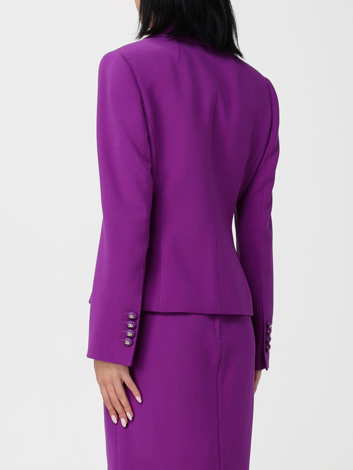 DOLCE & GABBANA GIACCA: Blazer monopetto Dolce & Gabbana in seta, Viola - Img 3