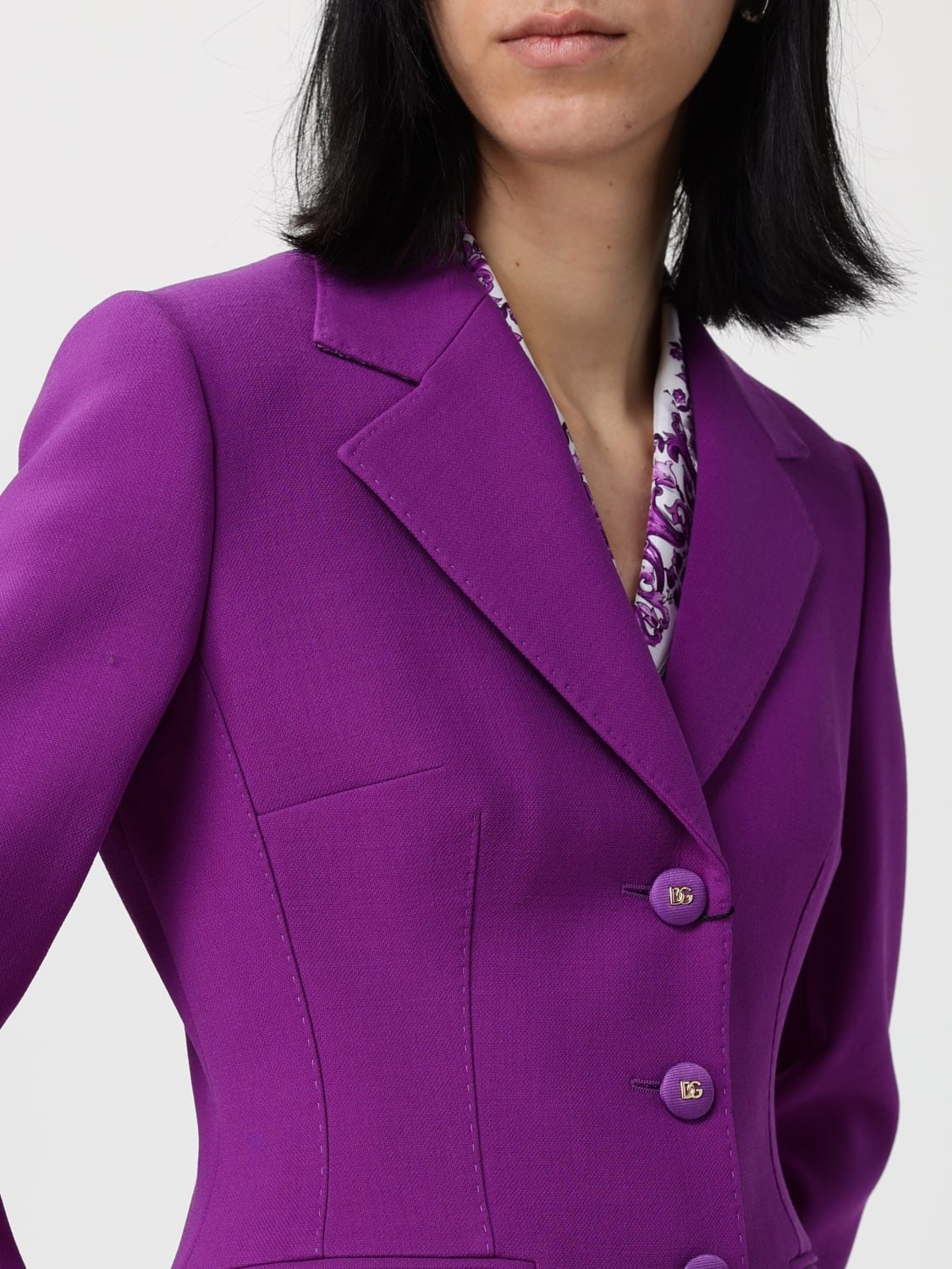 DOLCE & GABBANA GIACCA: Blazer monopetto Dolce & Gabbana in seta, Viola - Img 5