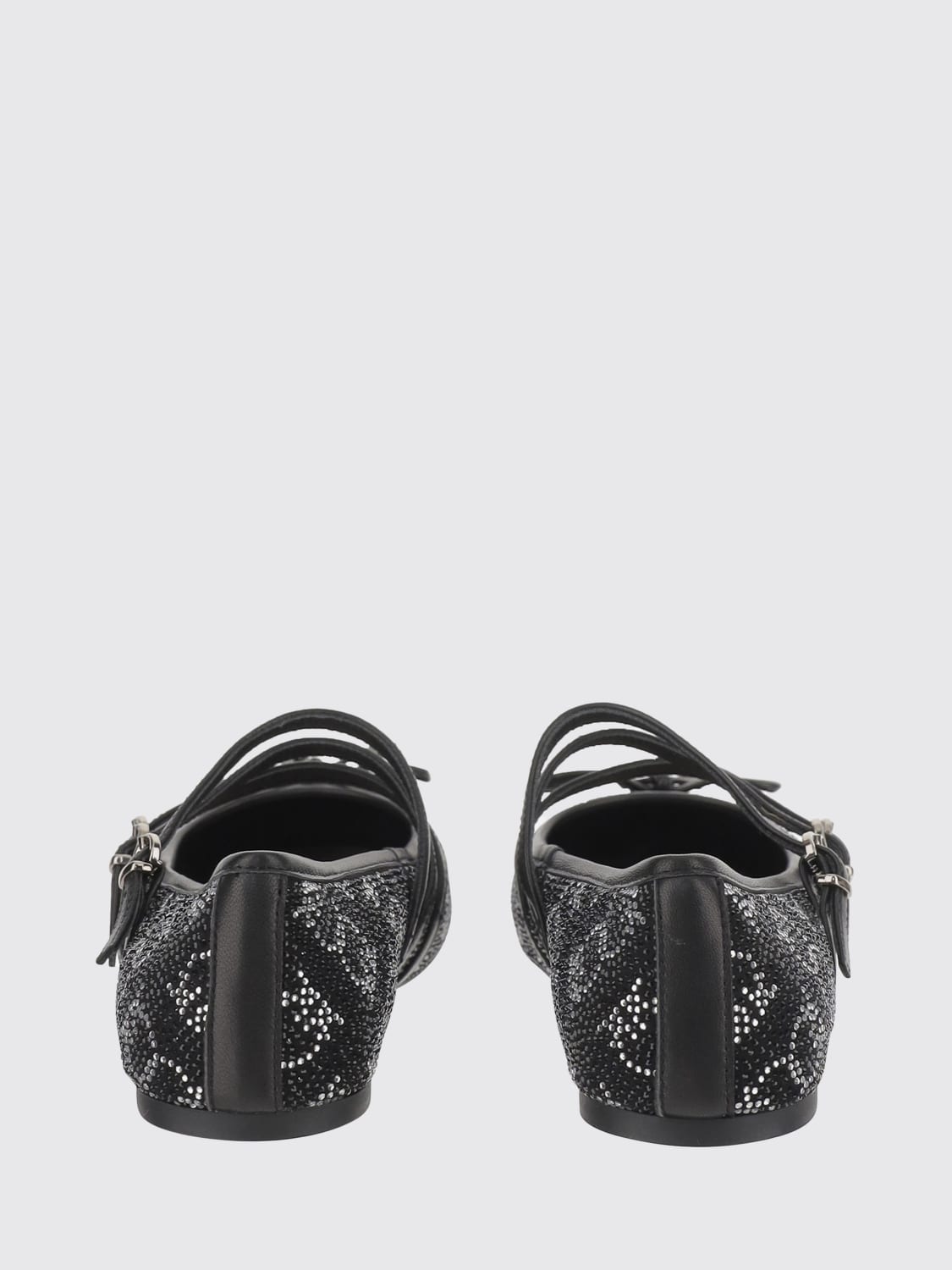 PINKO BALLERINE: Ballerina Gioia 10 Pinko in pelle e tessuto con strass all over , Nero - Img 3