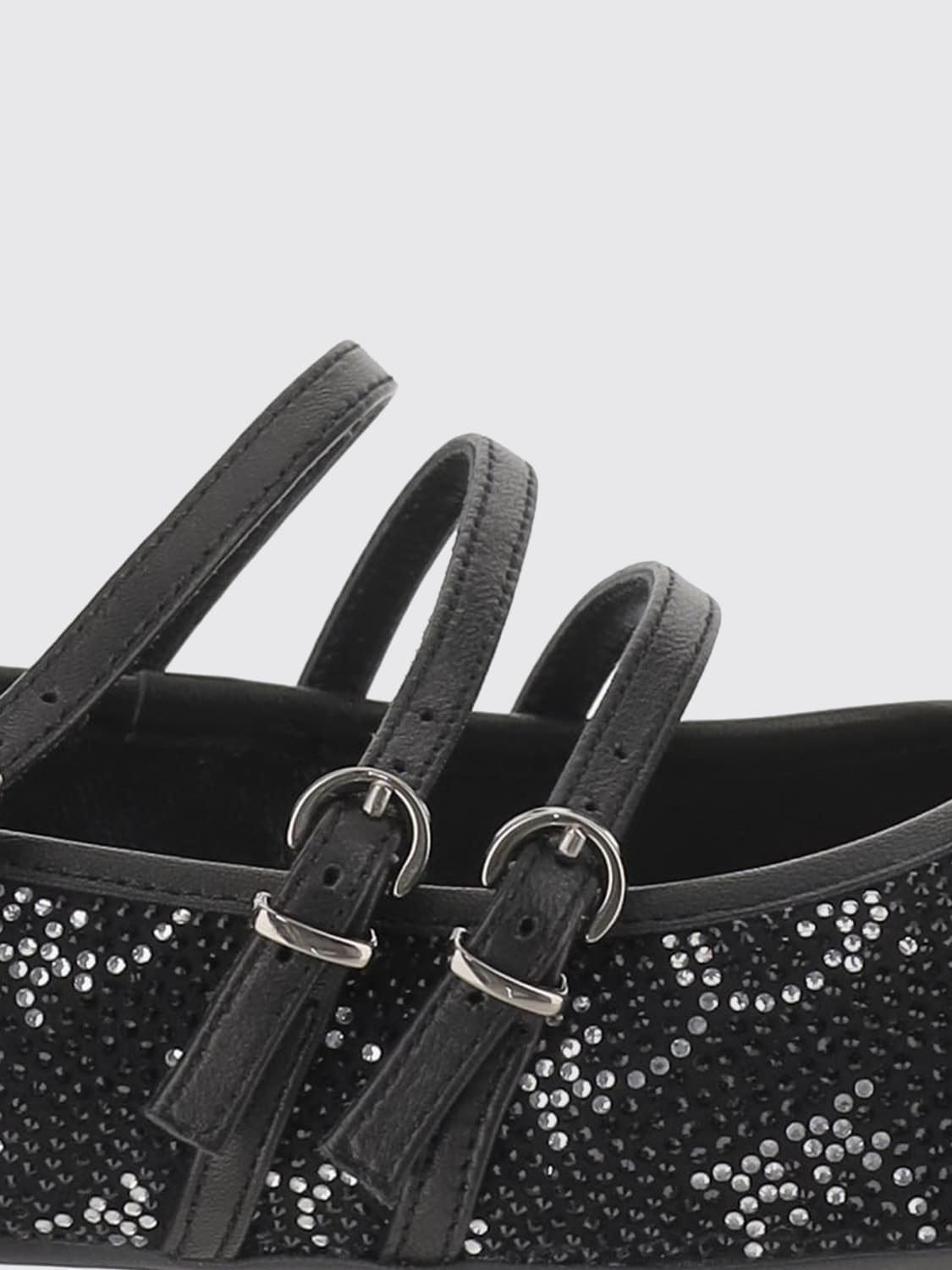 PINKO BALLERINE: Ballerina Gioia 10 Pinko in pelle e tessuto con strass all over , Nero - Img 4