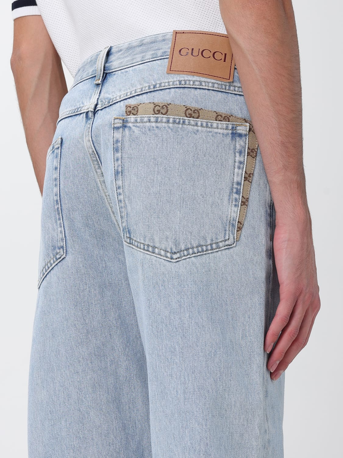 GUCCI JEANS: Jeans casual Gucci in denim , Azzurro - Img 5