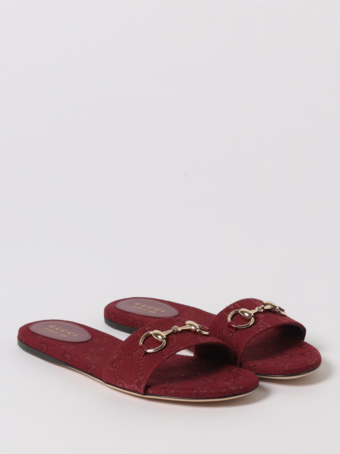GUCCI HEELED SANDAL: Flat sandals woman Gucci, Burgundy - Img 2