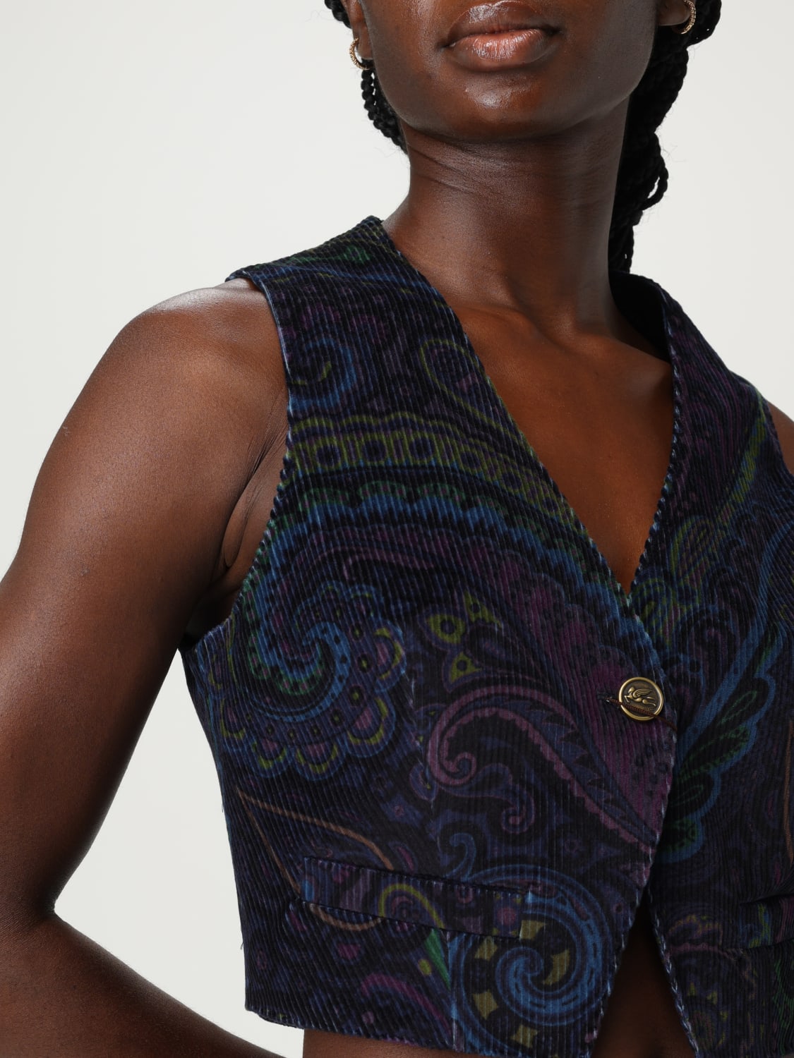 ETRO CHALECO: Chaqueta mujer Etro, Azul Oscuro - Img 5