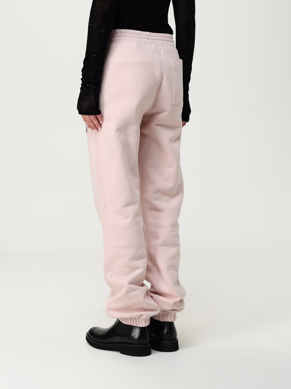 BURBERRY PANTALONI: Pantalone Burberry in cotone con logo , Rosa - Img 2