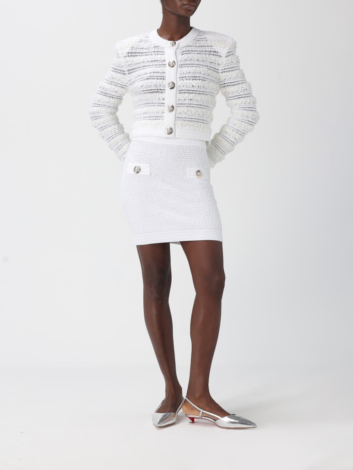 BALMAIN JERSEY: Cárdigan mujer Balmain, Blanco - Img 2