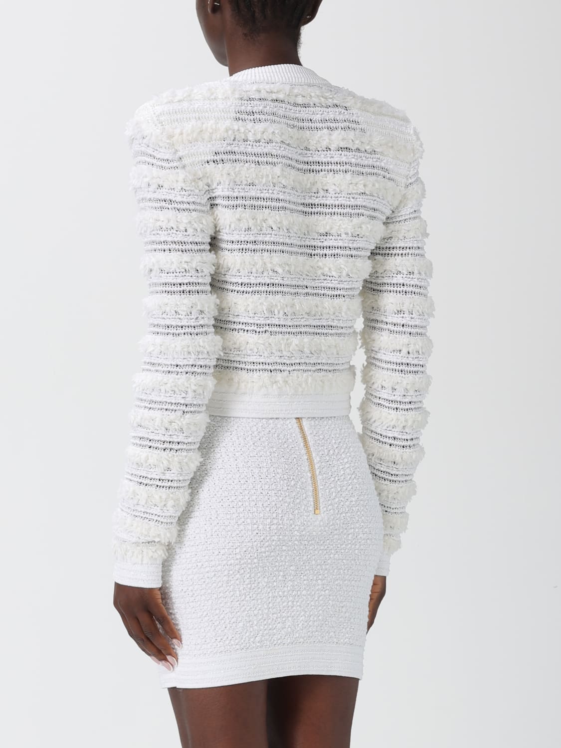 BALMAIN JERSEY: Cárdigan mujer Balmain, Blanco - Img 3