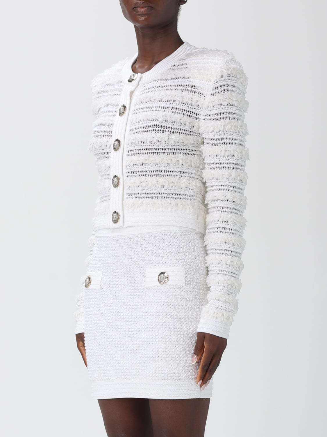 BALMAIN JERSEY: Cárdigan mujer Balmain, Blanco - Img 4