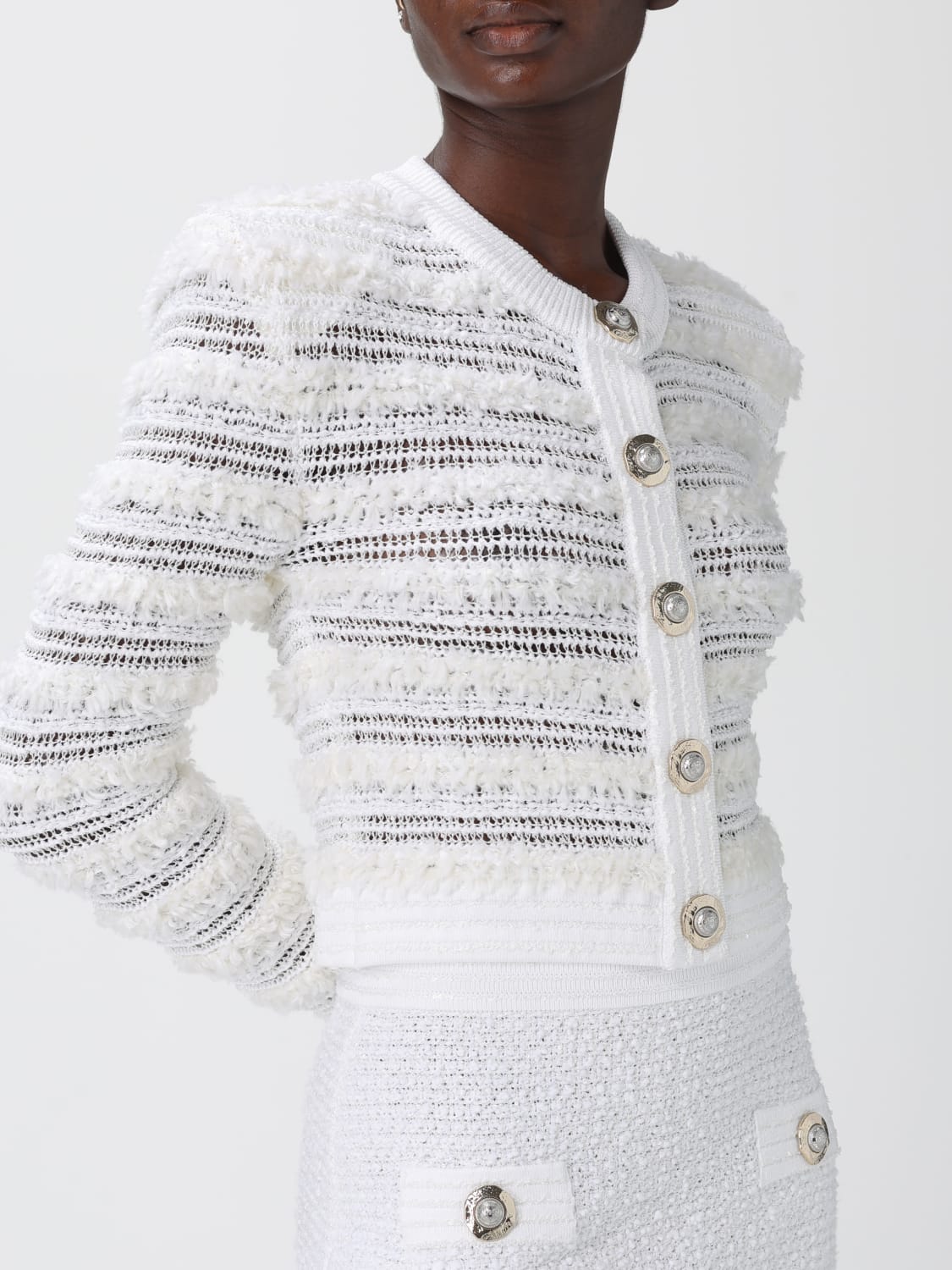 BALMAIN JERSEY: Cárdigan mujer Balmain, Blanco - Img 5