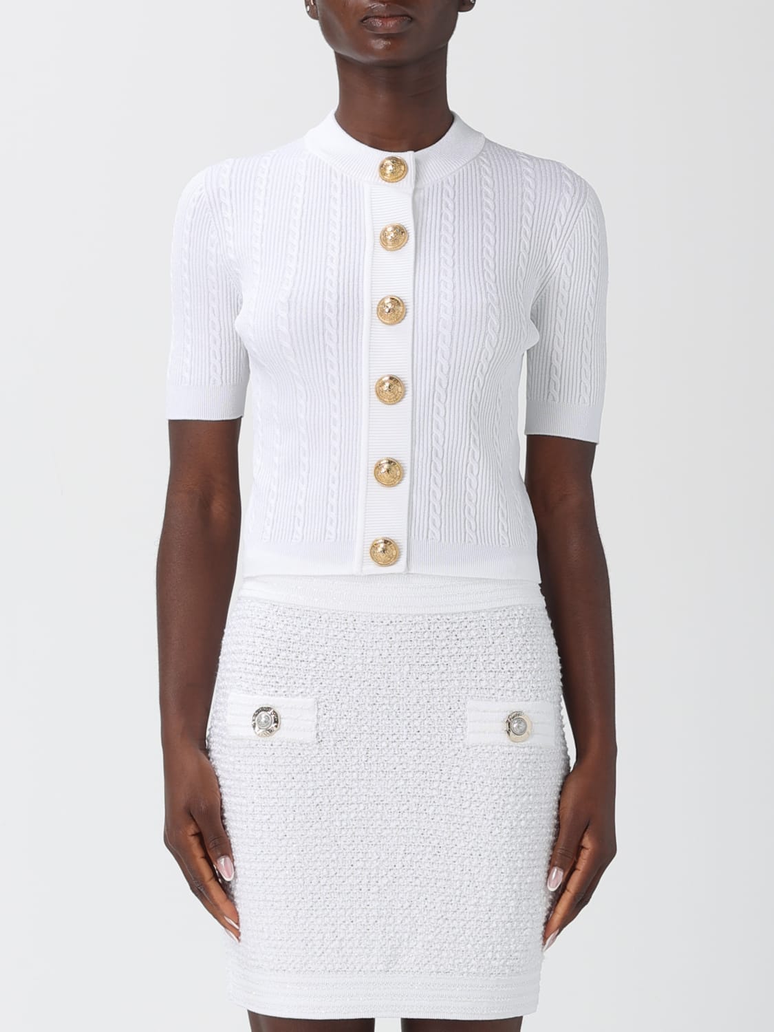 BALMAIN PULL: Cardigan femme Balmain, Blanc - Img 1