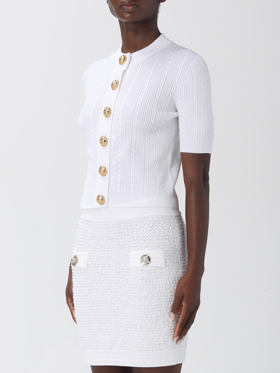 BALMAIN PULL: Cardigan femme Balmain, Blanc - Img 4