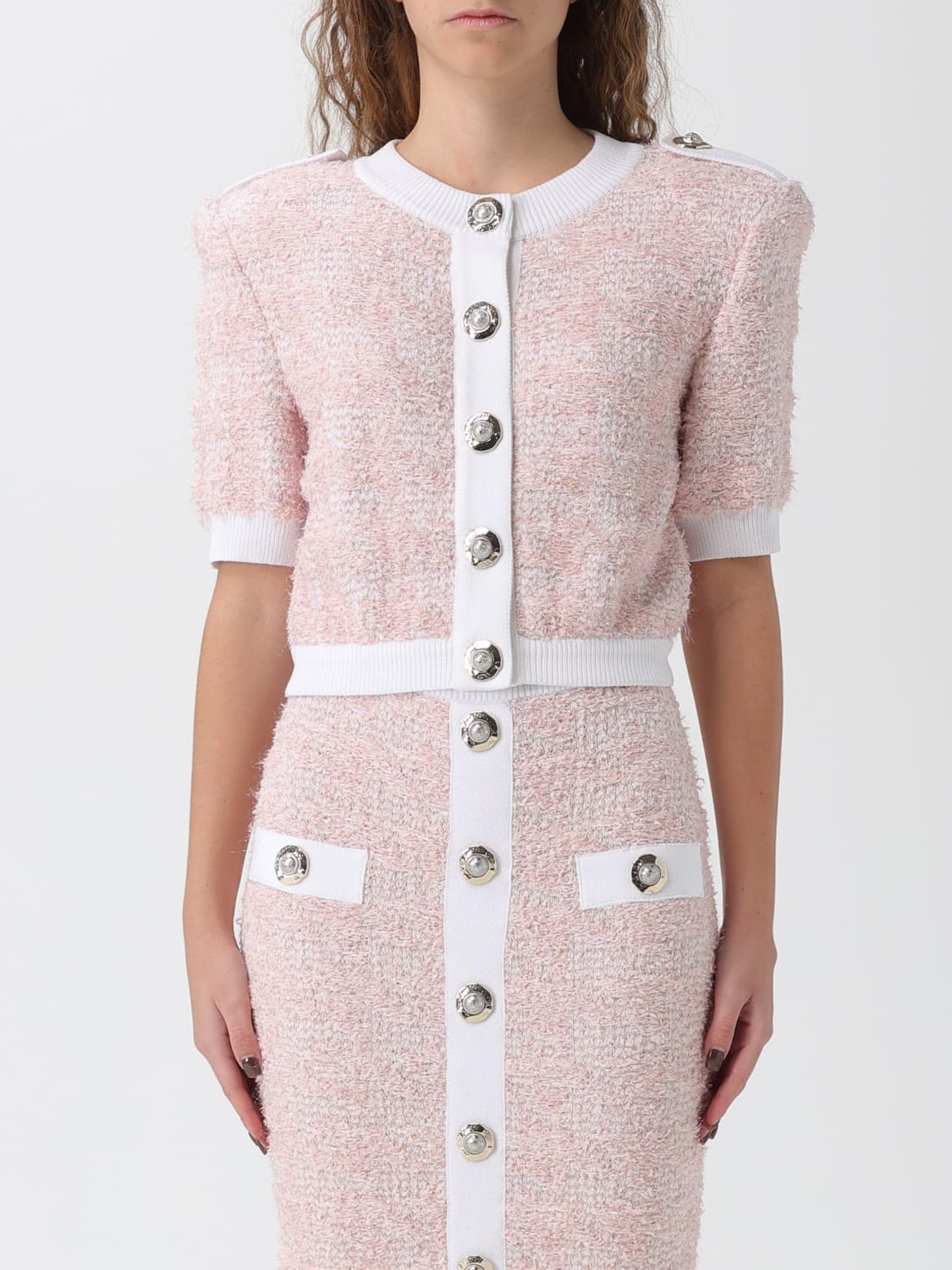 BALMAIN JERSEY: Cárdigan mujer Balmain, Rosa - Img 1