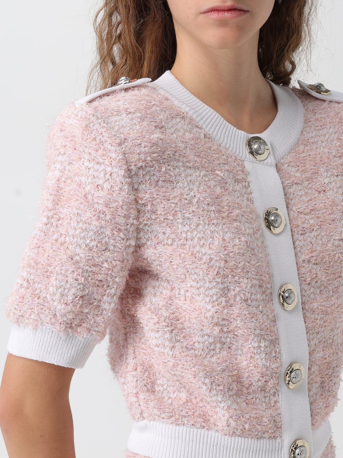 BALMAIN JERSEY: Cárdigan mujer Balmain, Rosa - Img 5