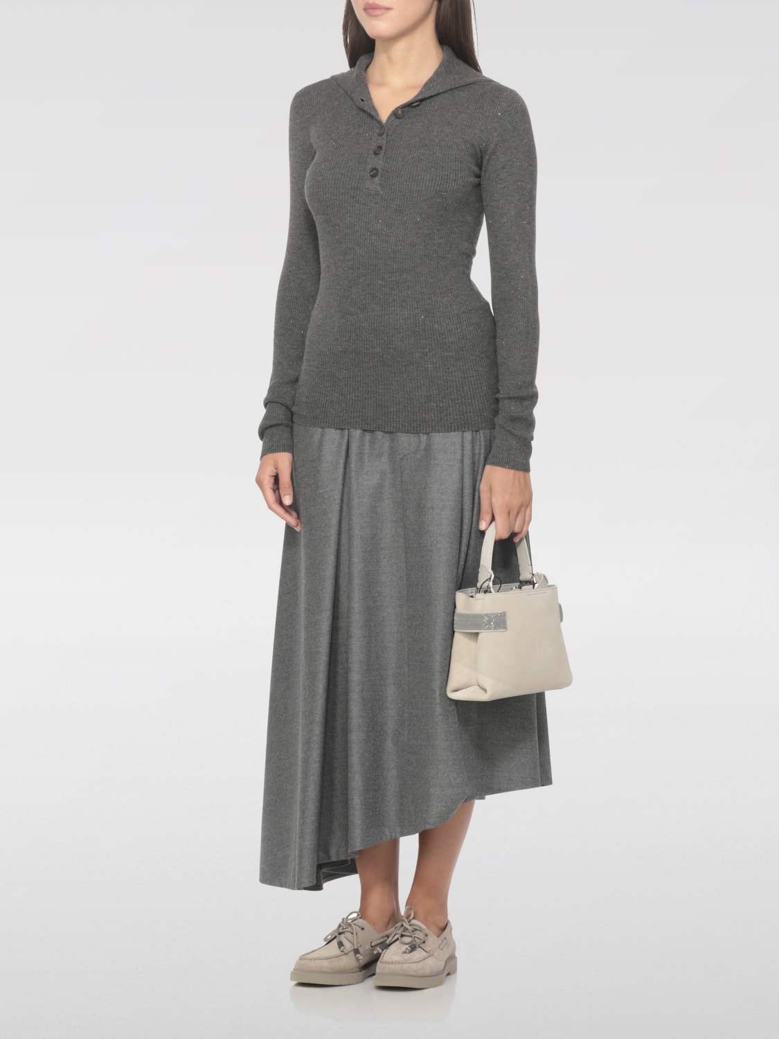 BRUNELLO CUCINELLI POLO: Jersey mujer Brunello Cucinelli, Gris - Img 2