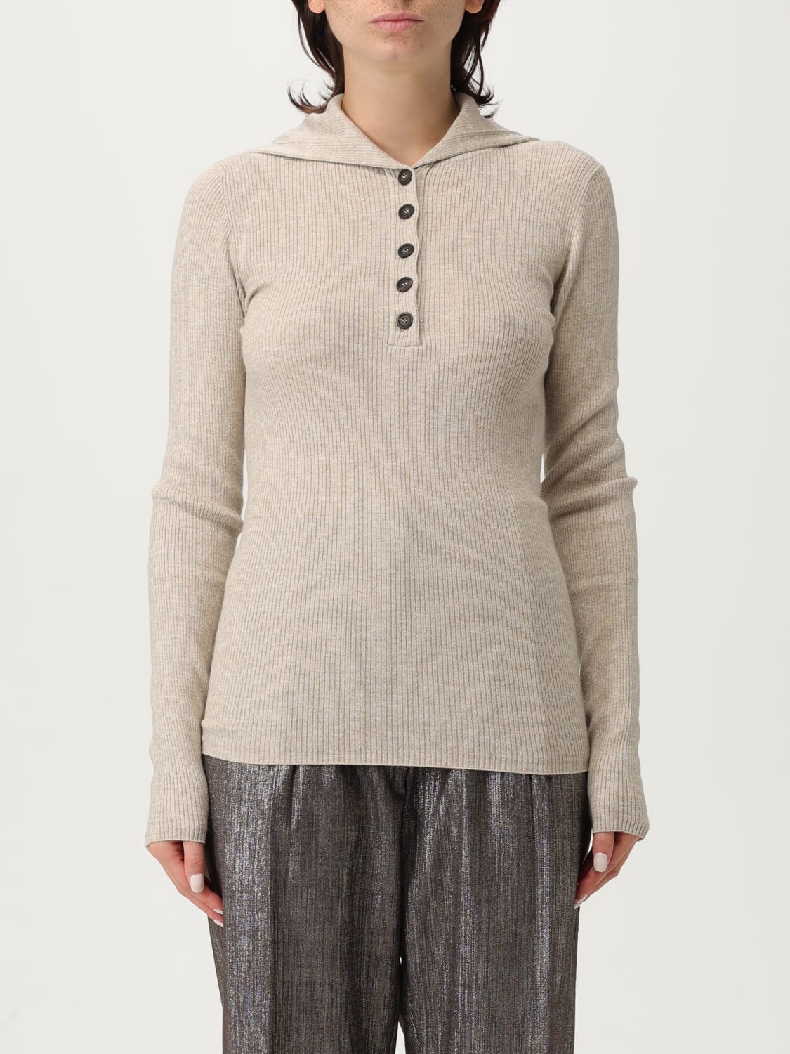 BRUNELLO CUCINELLI POLO SHIRT: Sweater woman Brunello Cucinelli, Sand - Img 1