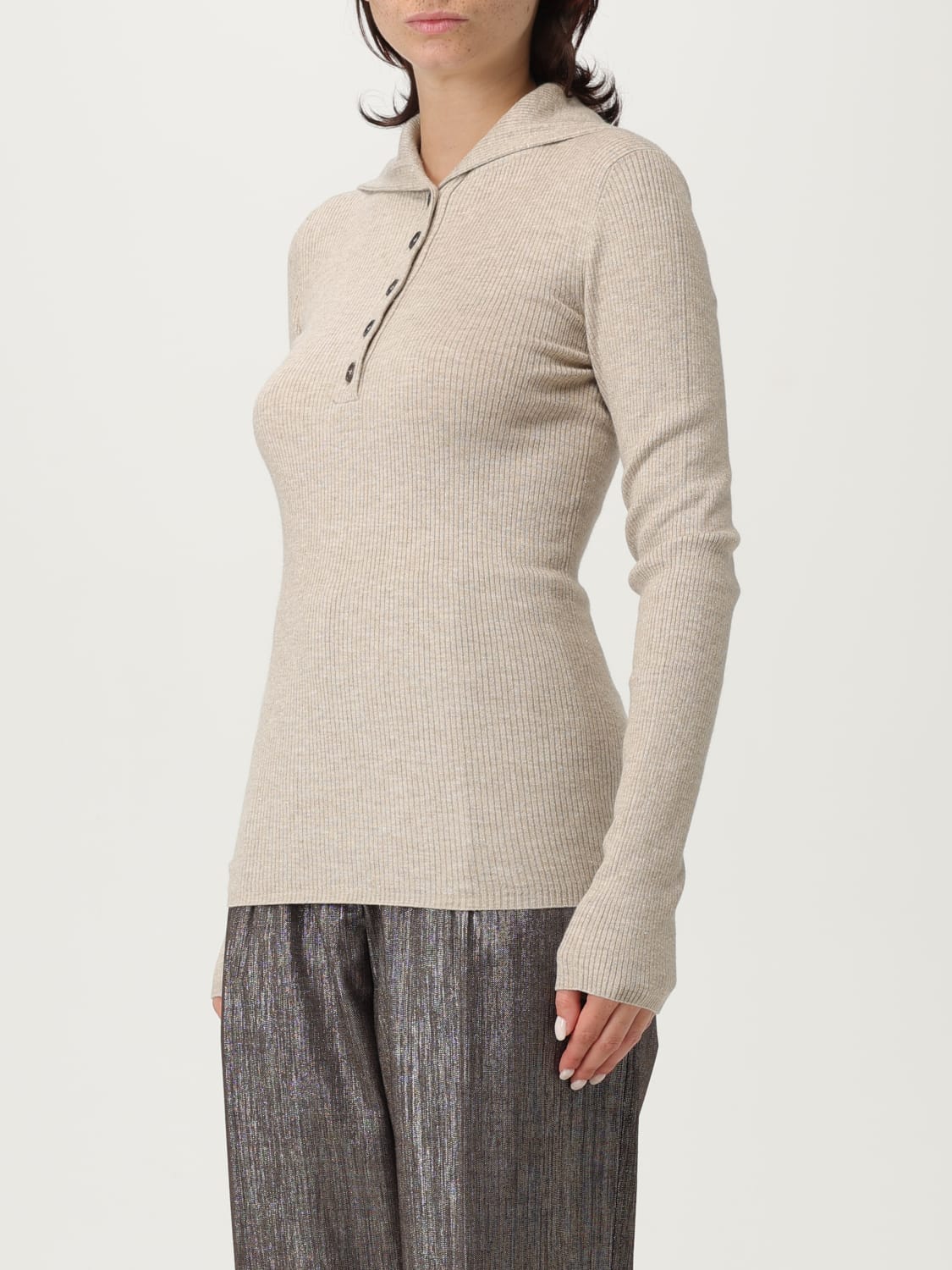 BRUNELLO CUCINELLI POLO SHIRT: Sweater woman Brunello Cucinelli, Sand - Img 4