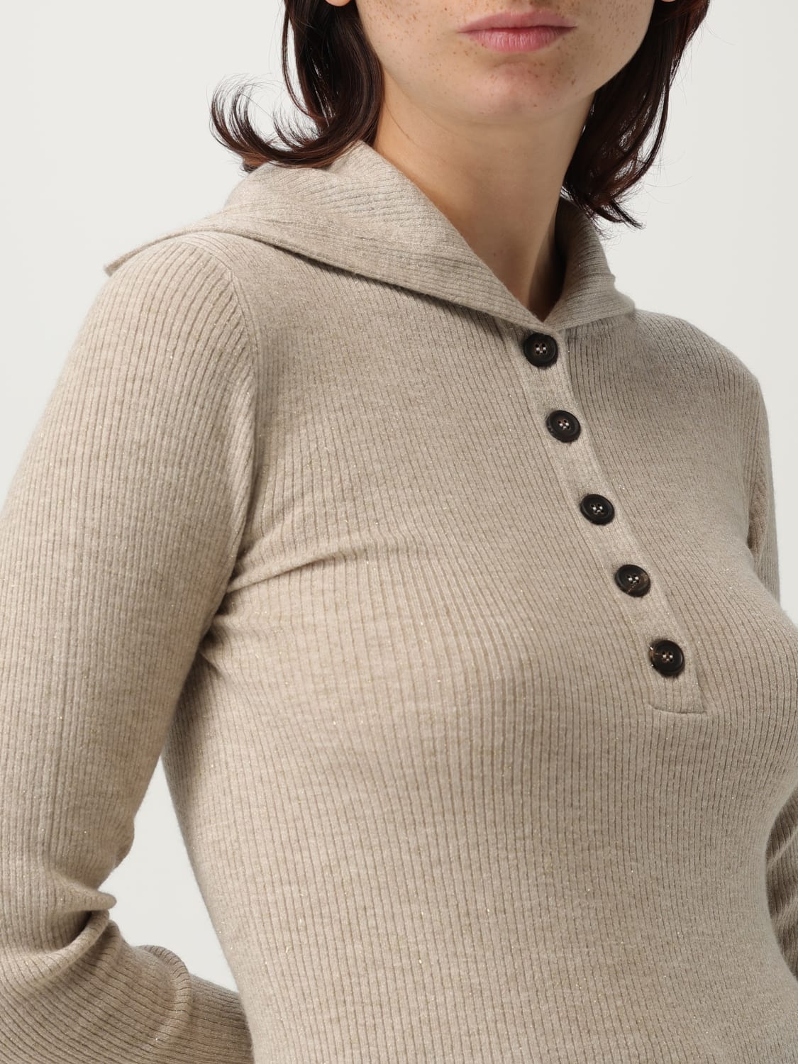 BRUNELLO CUCINELLI POLO SHIRT: Sweater woman Brunello Cucinelli, Sand - Img 5