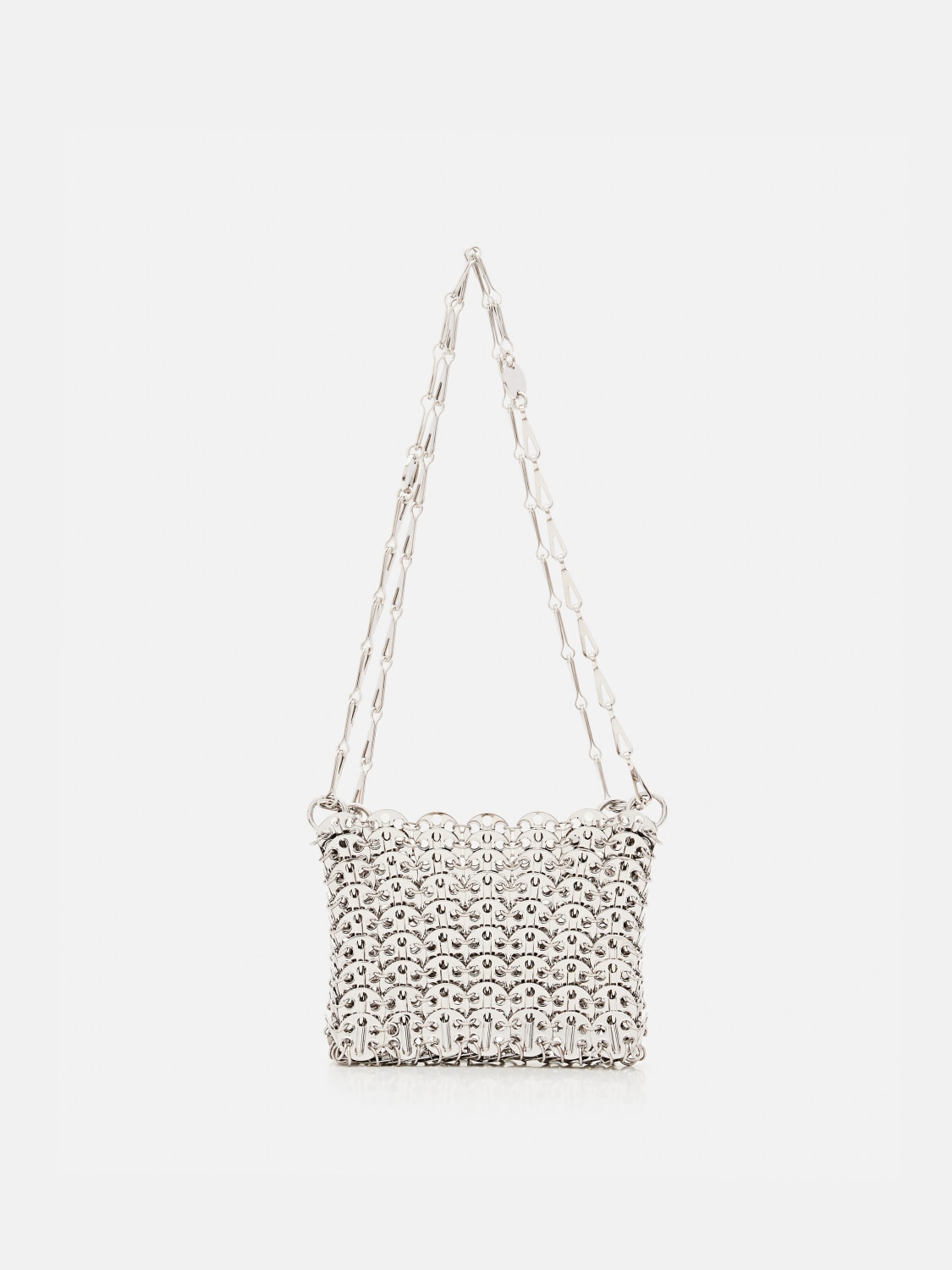 RABANNE BORSA MINI: Borsa 1969 Rabanne in maglia d'alluminio, Silver - Img 1