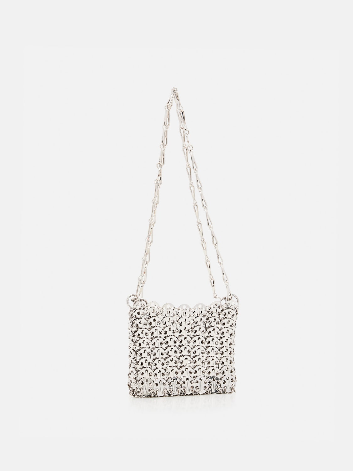 RABANNE BORSA MINI: Borsa 1969 Rabanne in maglia d'alluminio, Silver - Img 4