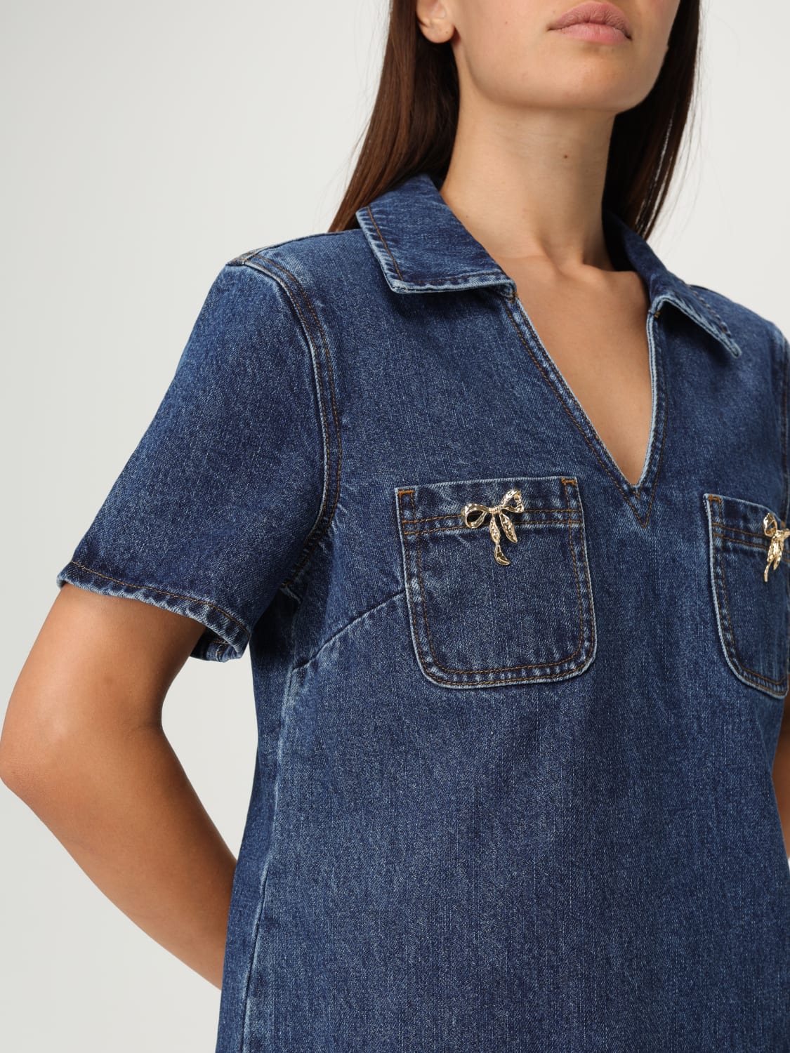 SELF-PORTRAIT DRESS: Dress woman Self-portrait, Blue - Img 4