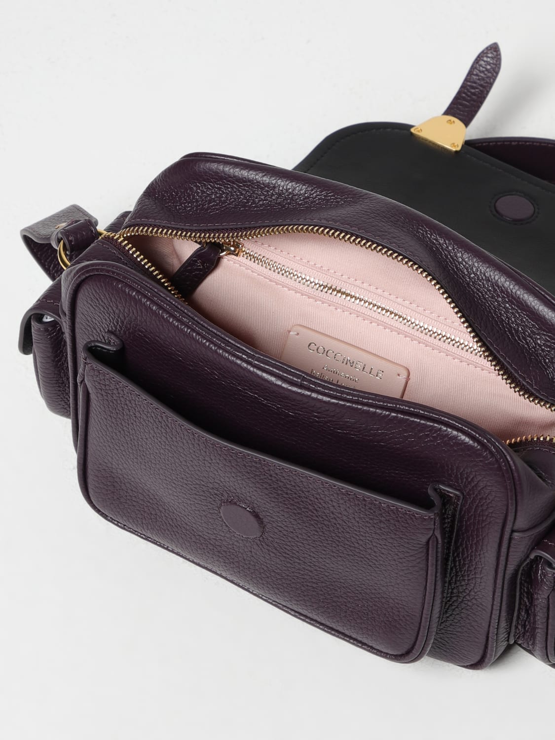 COCCINELLE BORSA MINI: Borsa Campus Coccinelle in pelle a grana , Prugna - Img 3