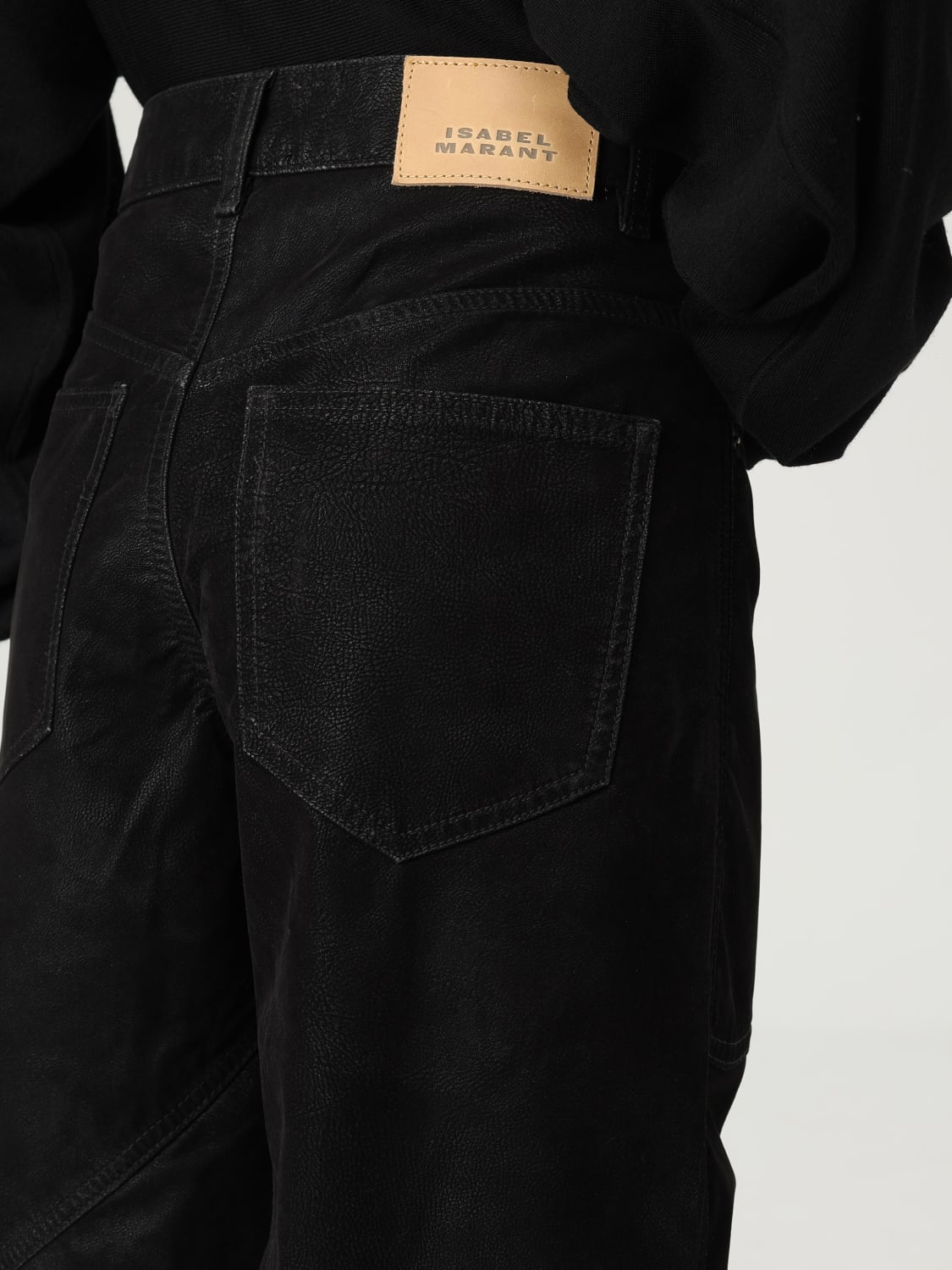 ISABEL MARANT ETOILE PANTALONI: Pantalone Isabel Marant Etoile in denim spalmato, Nero - Img 4