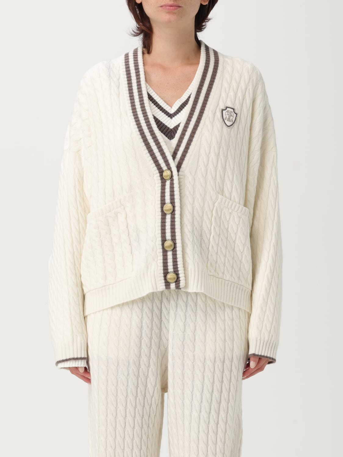 BRUNELLO CUCINELLI ホワイトカーディガン 綿・麻オールシーズン