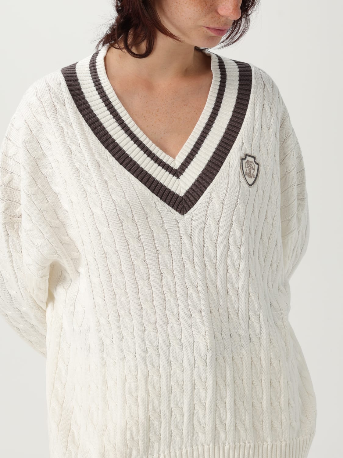 BRUNELLO CUCINELLI PULLOVER: Strickjacke damen Brunello Cucinelli, Weiß - Img 5