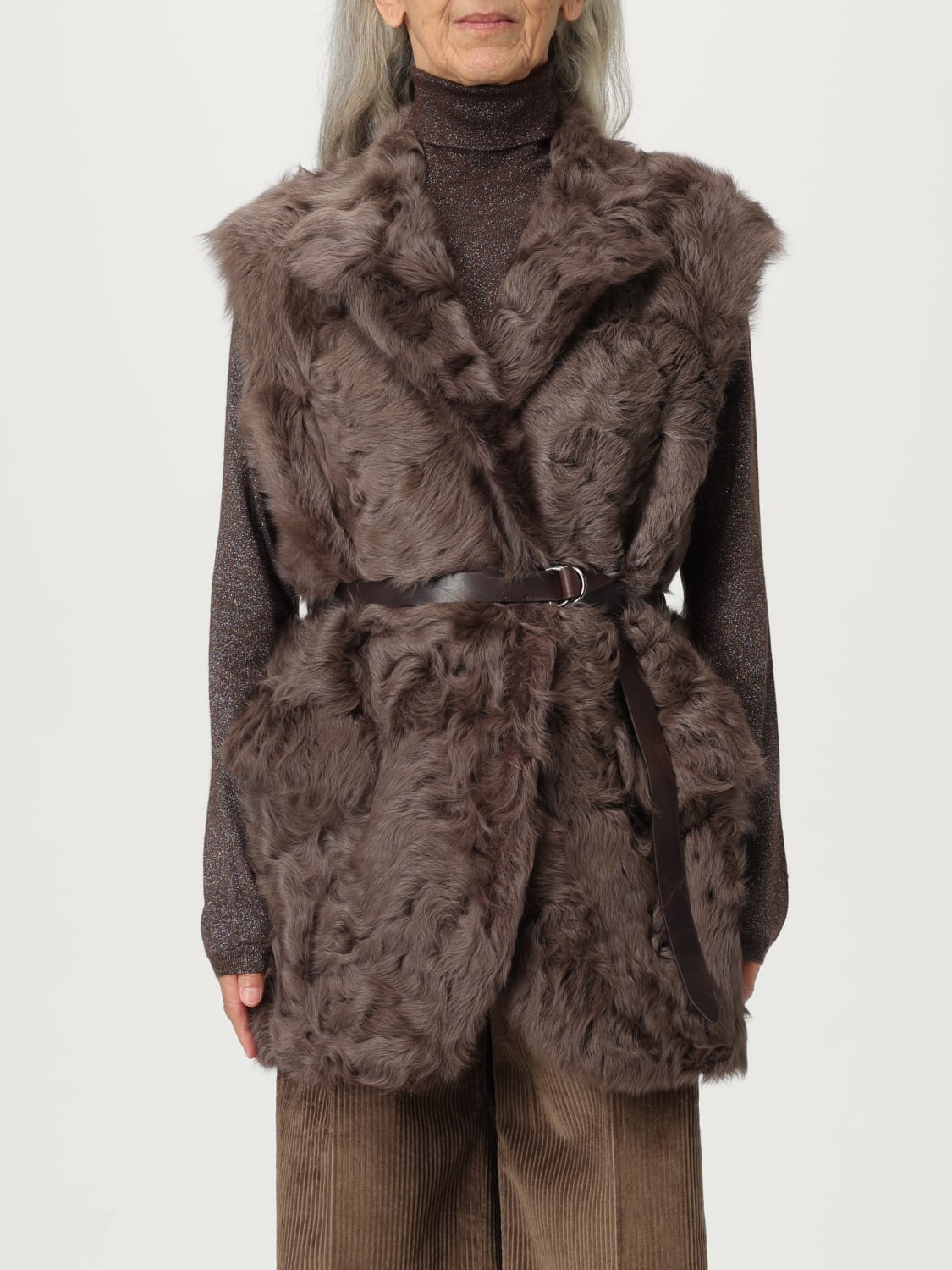 BRUNELLO CUCINELLI FUR COAT: Waistcoat woman Brunello Cucinelli, Brown - Img 1