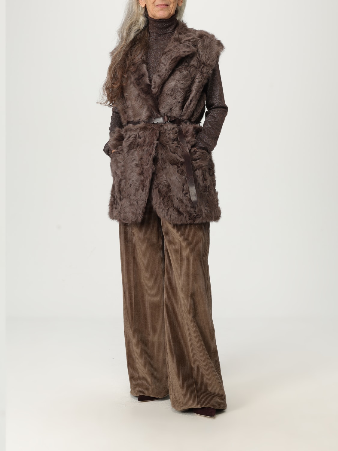BRUNELLO CUCINELLI FUR COAT: Waistcoat woman Brunello Cucinelli, Brown - Img 2