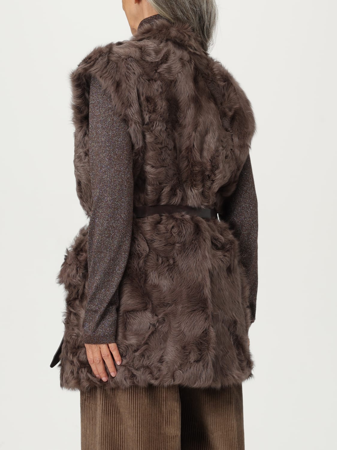 BRUNELLO CUCINELLI FUR COAT: Waistcoat woman Brunello Cucinelli, Brown - Img 3