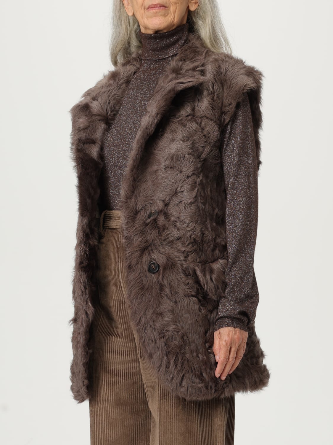 BRUNELLO CUCINELLI FUR COAT: Waistcoat woman Brunello Cucinelli, Brown - Img 4