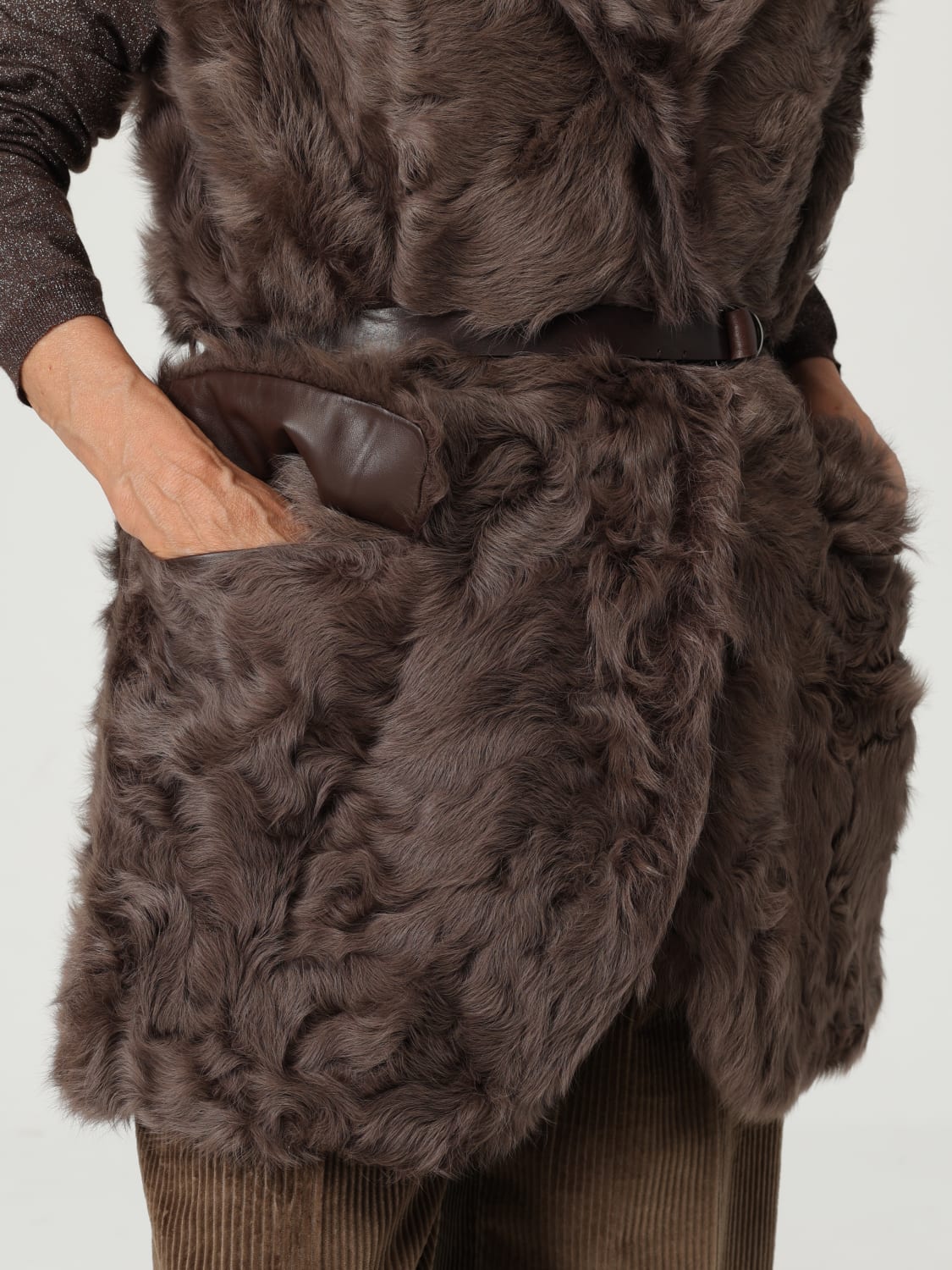 BRUNELLO CUCINELLI FUR COAT: Waistcoat woman Brunello Cucinelli, Brown - Img 5