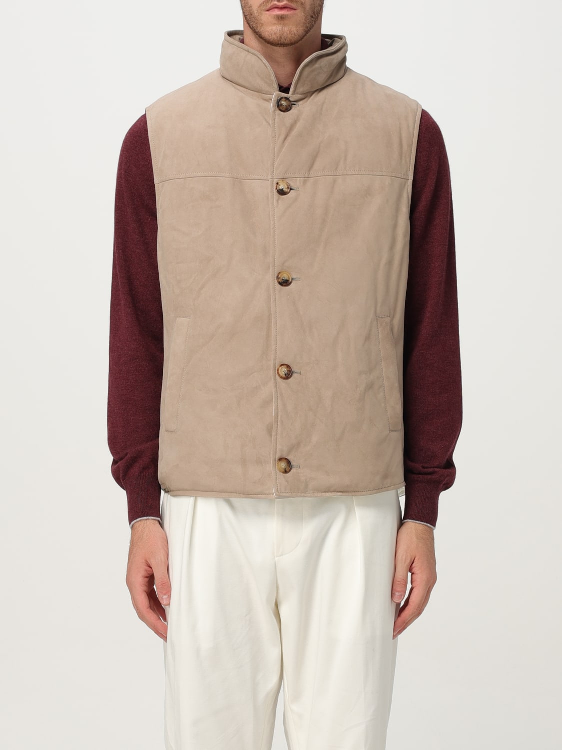 BRUNELLO CUCINELLI SUIT VEST: Suit vest men Brunello Cucinelli, Beige - Img 1