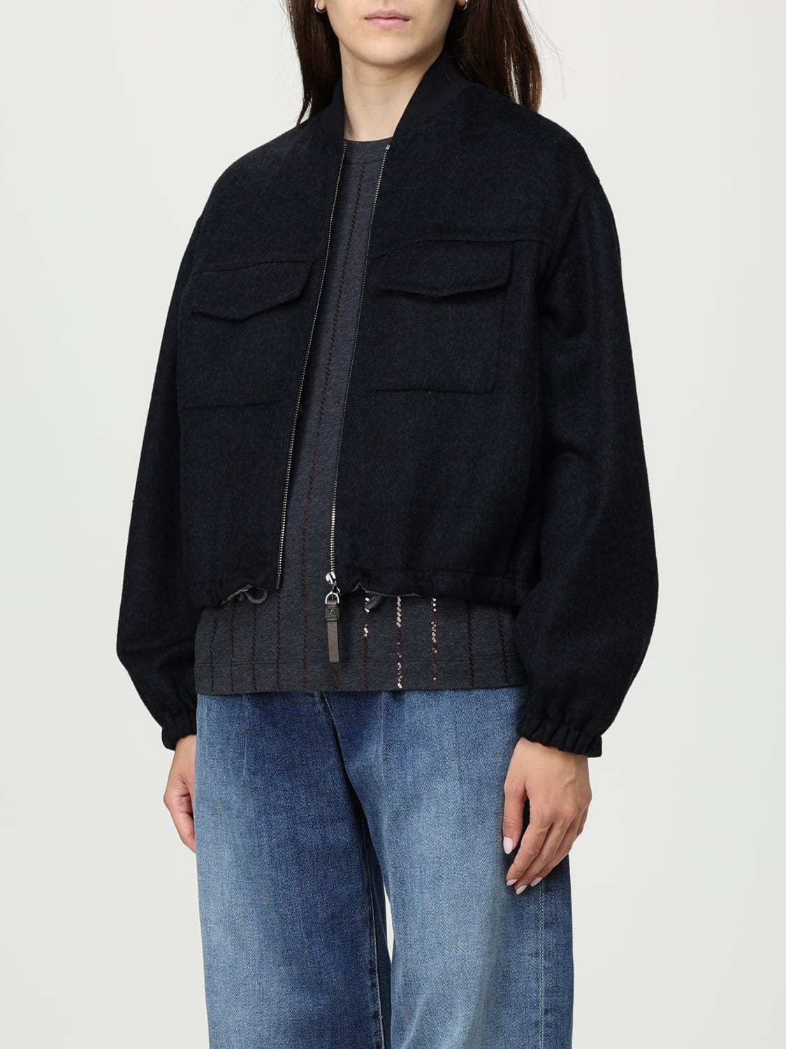 BRUNELLO CUCINELLI JACKET: Jacket woman Brunello Cucinelli, Blue - Img 4