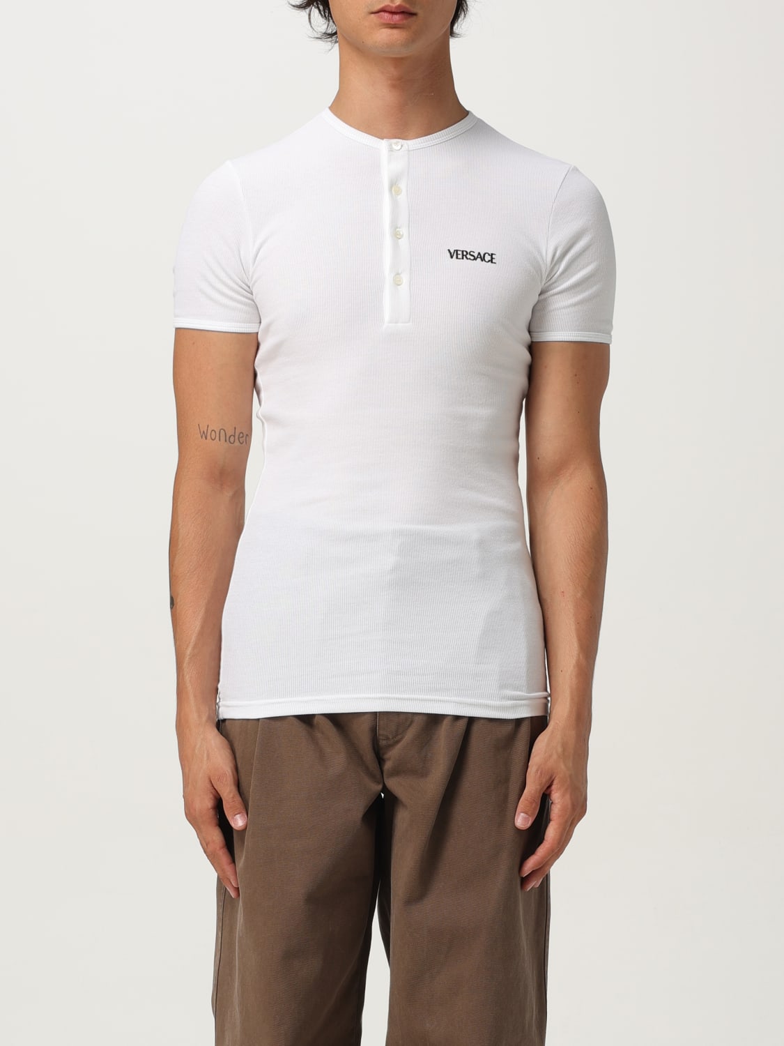 VERSACE T-SHIRT: Unterwäsche herren Versace, Weiß - Img 1