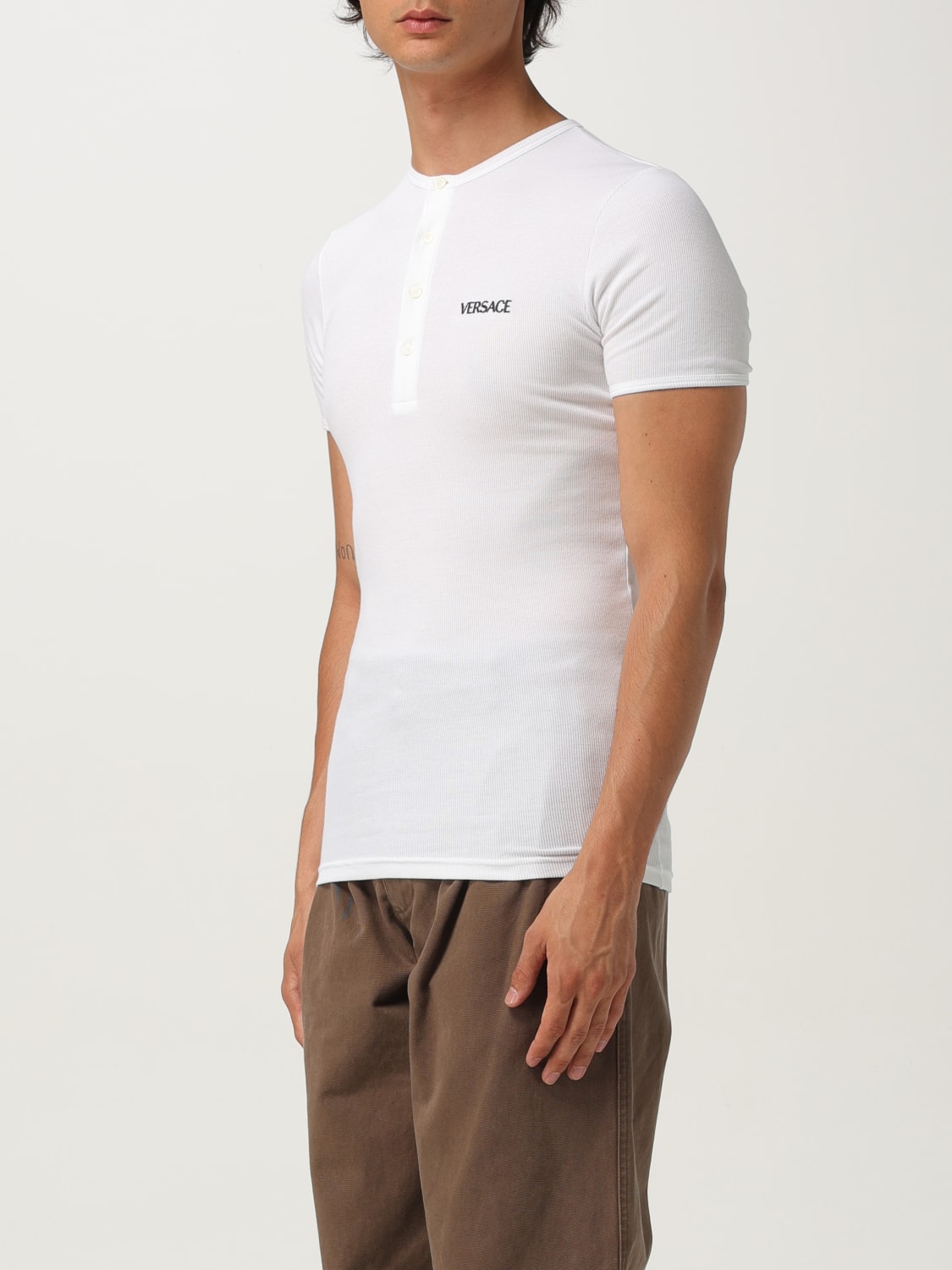 VERSACE T-SHIRT: Unterwäsche herren Versace, Weiß - Img 4