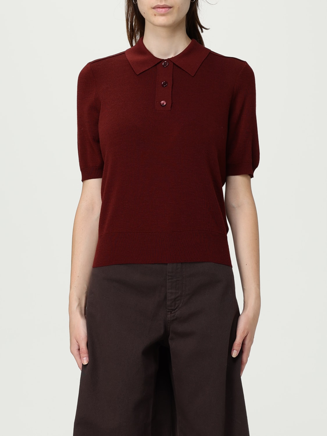 BURBERRY POLO SHIRT: Polo shirt woman Burberry, Brick Red - Img 1