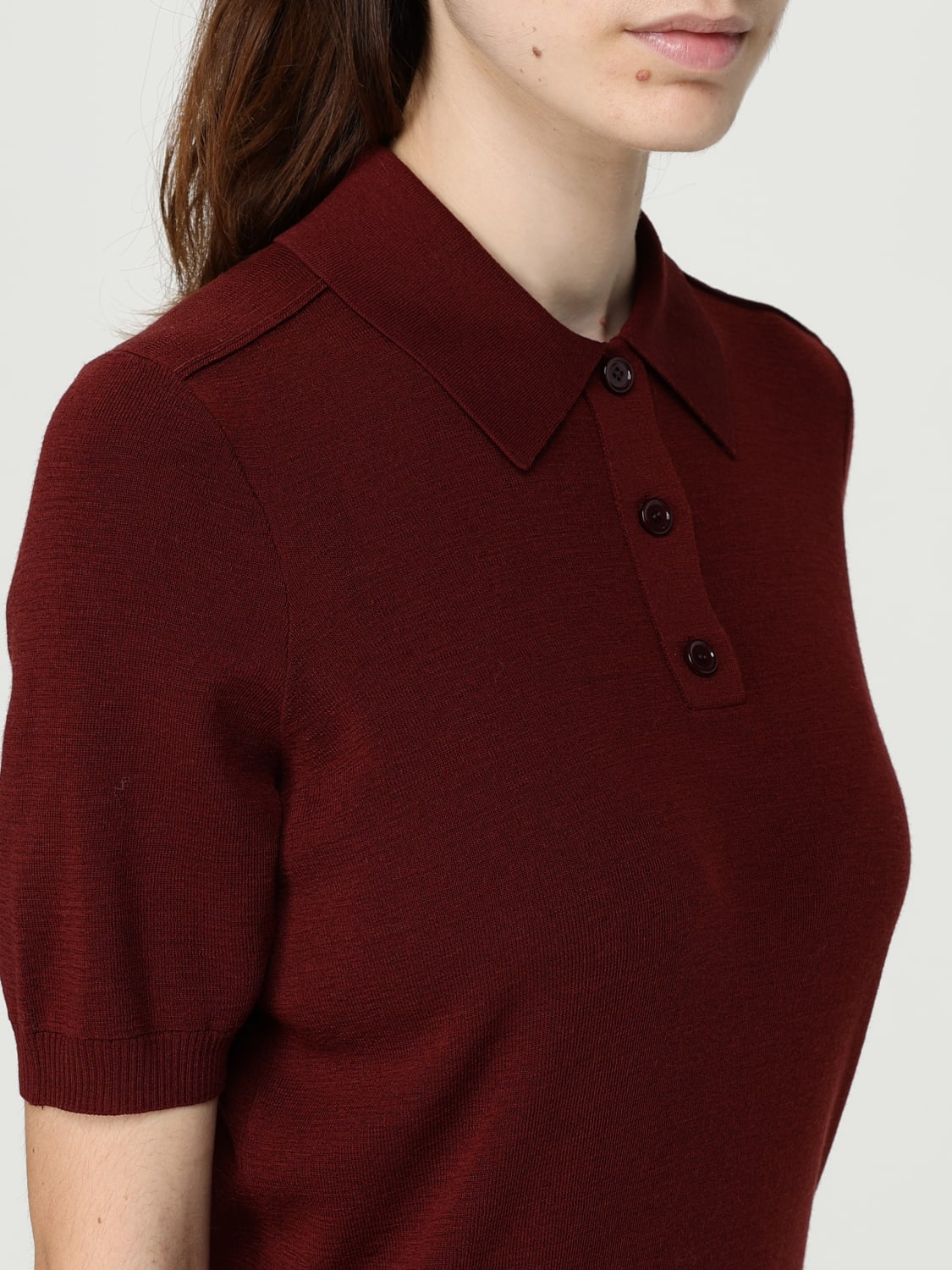BURBERRY POLO SHIRT: Polo shirt woman Burberry, Brick Red - Img 5