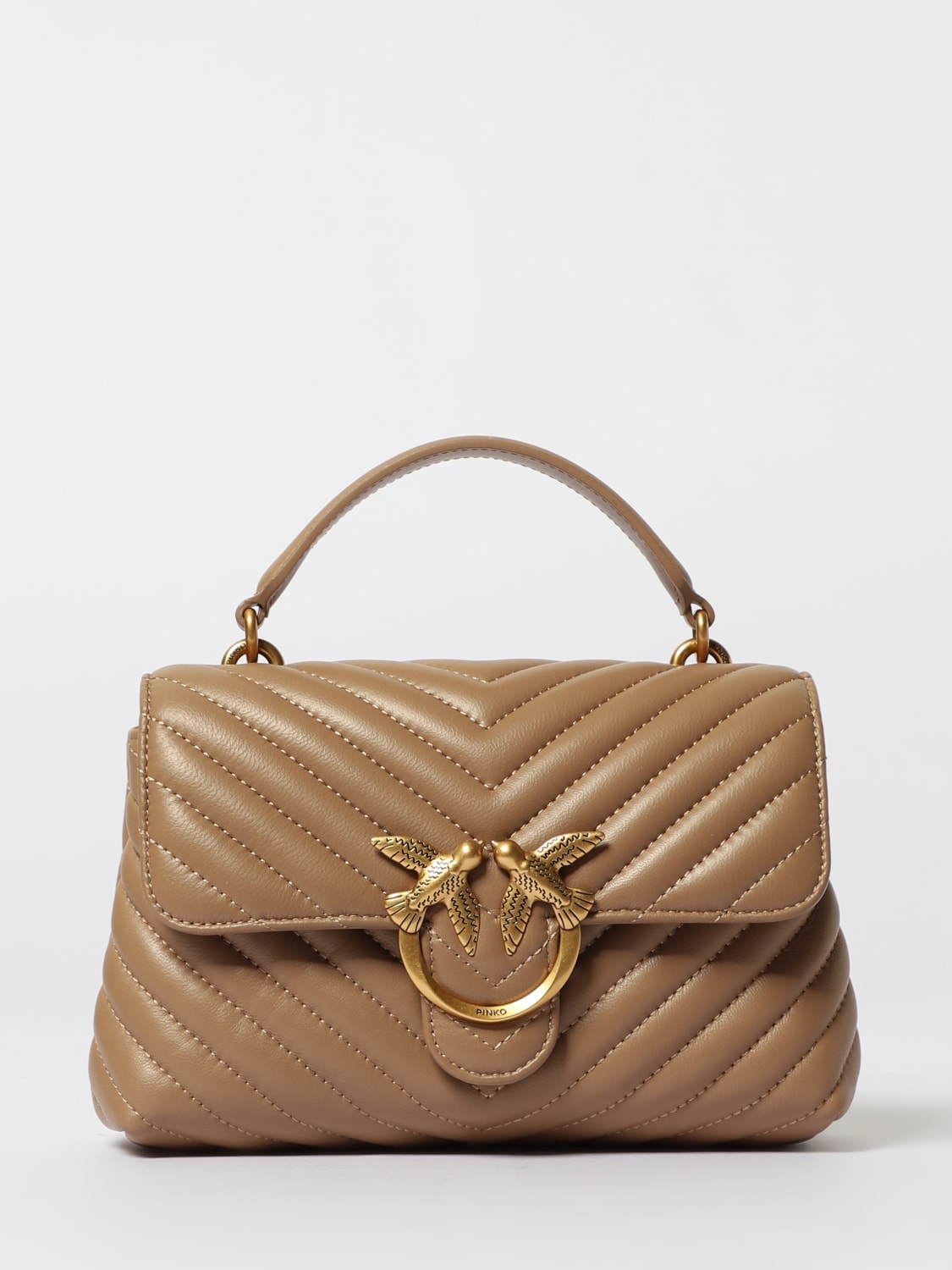 PINKO BORSA MINI: Borsa Mini Lady Love Bag Puff Pinko in nappa matelassè chevron, Sabbia - Img 1