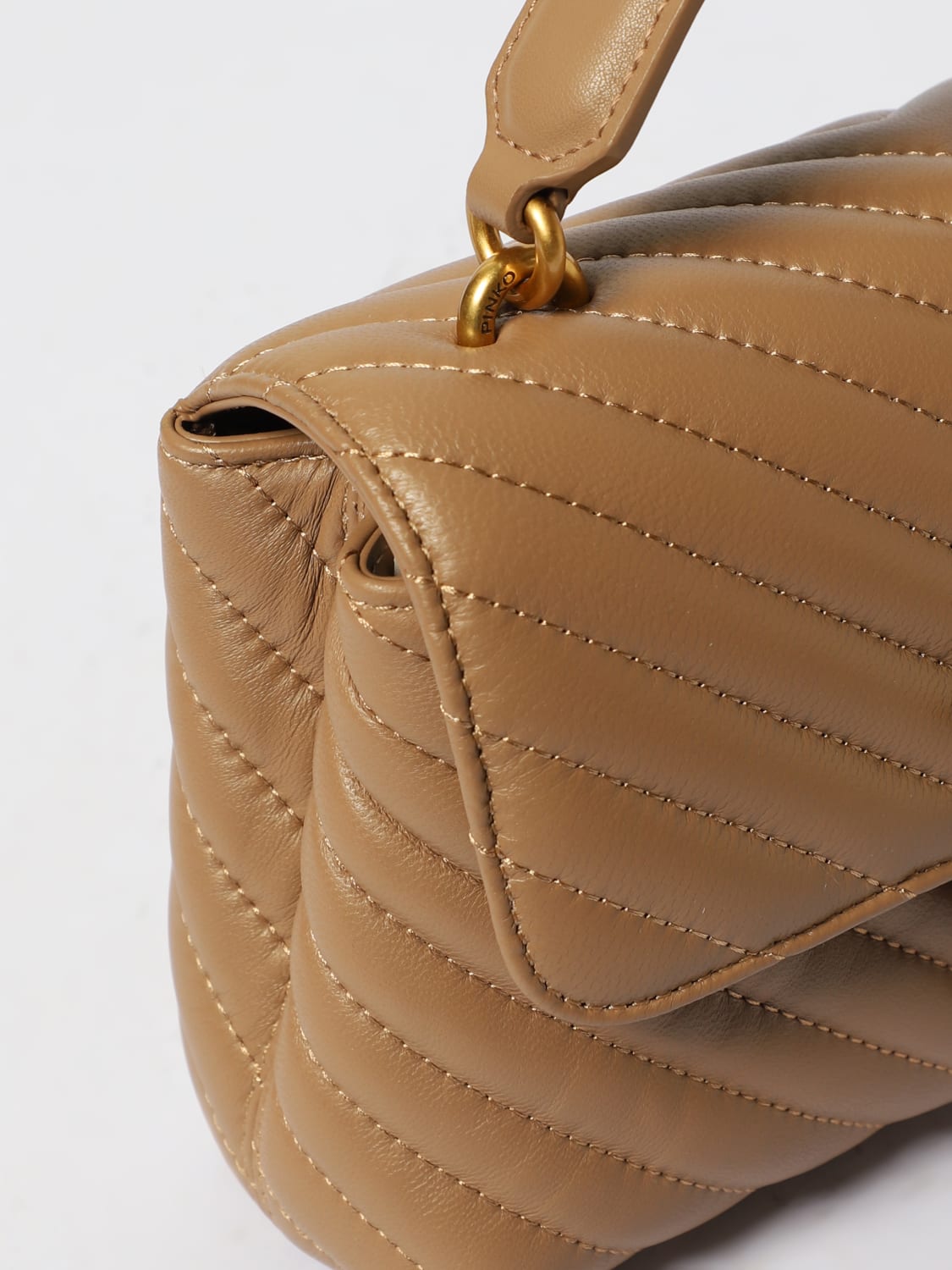 PINKO BORSA MINI: Borsa Mini Lady Love Bag Puff Pinko in nappa matelassè chevron, Sabbia - Img 3