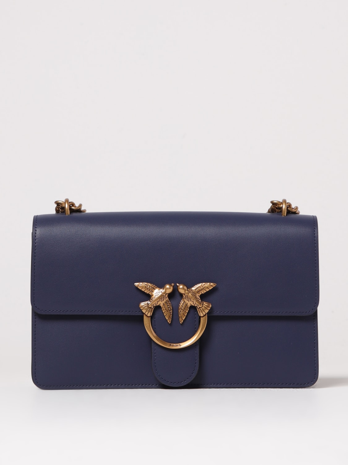 PINKO BORSA A SPALLA: Borsa Love Bag Medium Pinko in pelle , Blue - Img 1